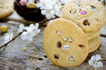 Homemade Easter cookies with crushed candy Easter