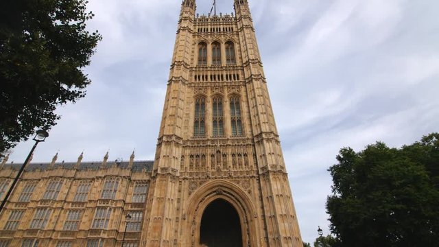 Victoria Tower Wide Shot Panning Upwards