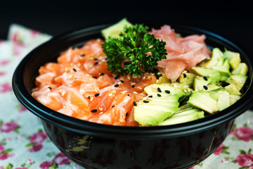 japanese food Mix Sashimi Chirashi Rice Bowl