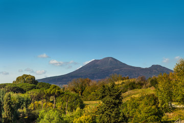 Fototapeta premium The Mount Vesuvius, a famous volcano located on the Gulf of Naples in Campania, Italy,
