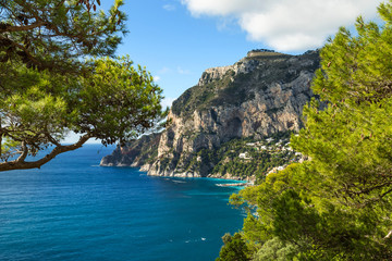 Beautiful landscape of Capri Island, Italy on a sunny day.
