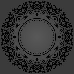 Elegant vector black round ornament in classic style. Abstract traditional pattern with oriental elements. Classic vintage pattern