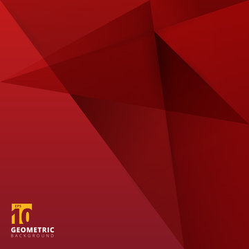 Abstract background. Origami and polygon geometric red color overlap paper layer