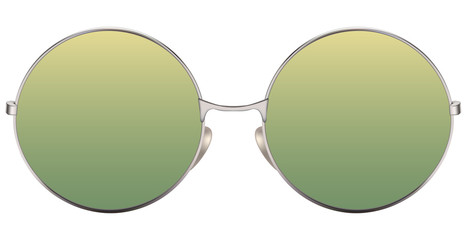 Sunglasses with green lens and metallic frame