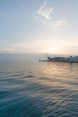Fototapeta na wymiar Peaceful Water of the Mediterranean Sea in Thessaloniki, Greece