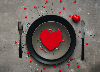 St Valentine's table setting with festive decorations