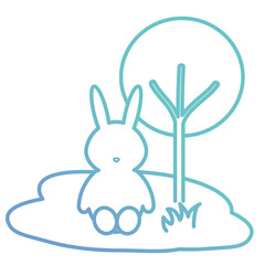 cute and tender rabbit in the park character vector illustration design