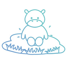 cute and tender hippopotamus in the lake character vector illustration design