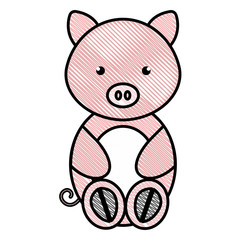 cute and tender pig character vector illustration design