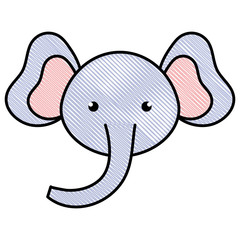 cute and tender elephant head character vector illustration design