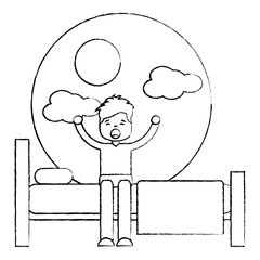 child boy sleeping in their room icon image vector illustration design 