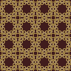 Seamless brown and golden background for your designs. Modern vector ornament. Geometric abstract pattern