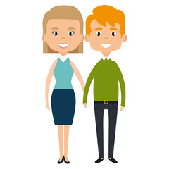 cute mother and father couple characters vector illustration design