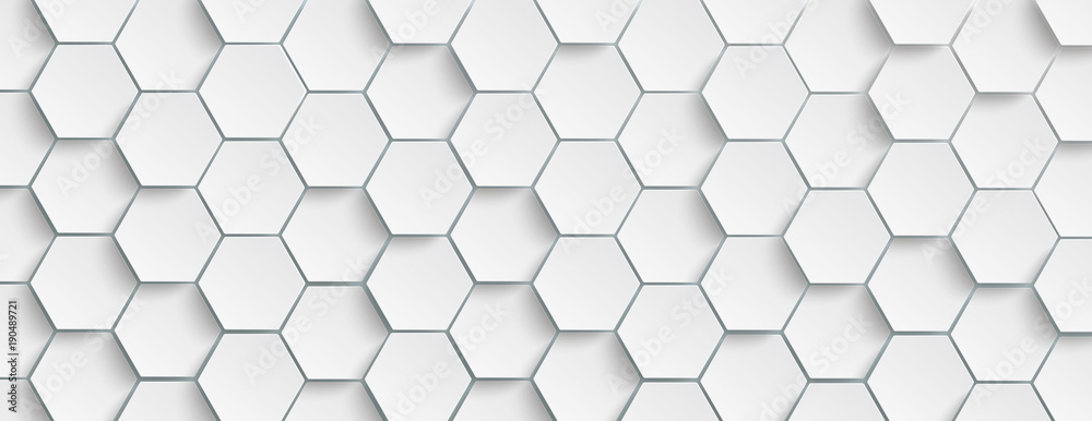 Wall mural white hexagon structure background header