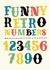 Vector retro numbers. Volumetric numbers. Vintage typography.