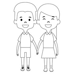 cute and little kids couple vector illustration design