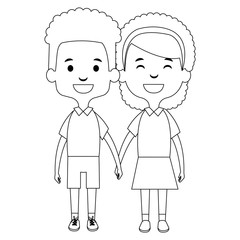 cute and little kids couple vector illustration design