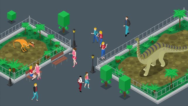 Fastastic zoo with jurassic dinosaurs moving compositions available in 4k UHD FullHD and HD video animation footage