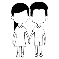 cute and little kids couple vector illustration design