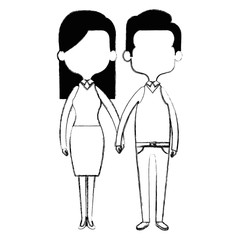 cute mother and father couple characters vector illustration design