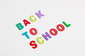 Colorful letters saying Back to school