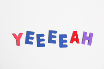 Bright letters saying