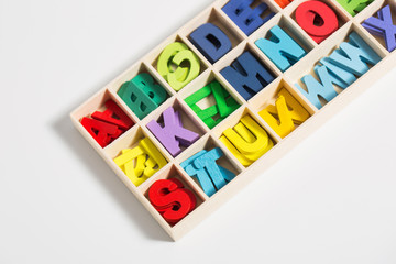 Box with colorful letters