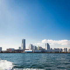 Naklejka premium 海上から撮影された横浜みなとみらい