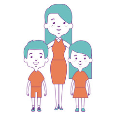 Obraz na płótnie Canvas cute mother avatar character with kids vector illustration design
