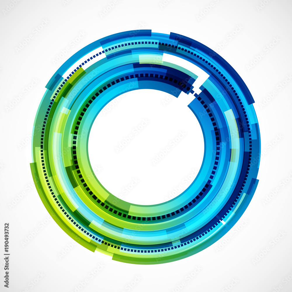 Poster Abstract bright techno circles frame vector background. Eps 10.
