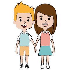 cute and little kids couple vector illustration design