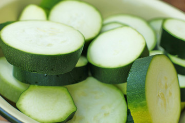 Large slices of squashes vegetable marrow zucchini close up