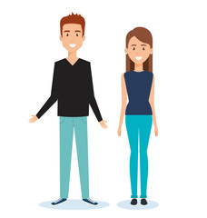 young couple avatars characters vector illustration design