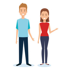 young couple avatars characters vector illustration design