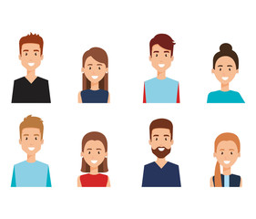 group of people avatars characters vector illustration design