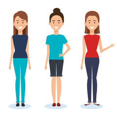 group of women characters vector illustration design