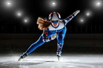 short track. athlete on ice