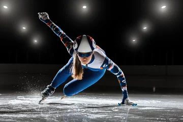 Foto op Plexiglas short track. athlete on ice © coolakov