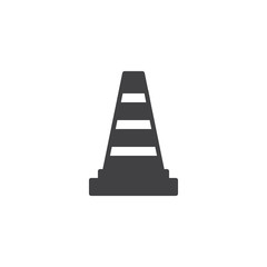 Traffic cone icon vector, filled flat sign, solid pictogram isolated on white. Symbol, logo illustration.
