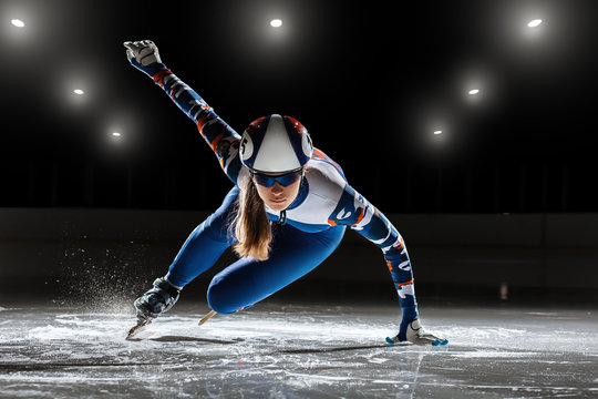 short track. athlete on ice
