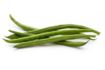 Green beans isolated on a white background.