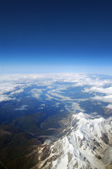 View from the airplane window on mountains