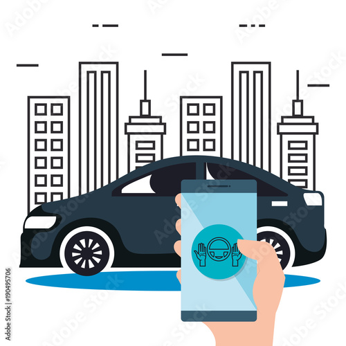 "autonomous car set icons vector illustration design" Stock image and
