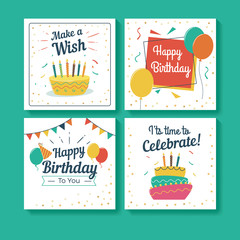 Set of Birthday Greeting Cards - 190495935