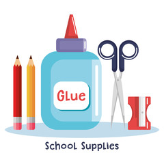 school supplies set icons vector illustration design