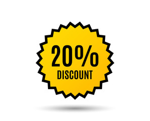20% Discount. Sale offer price sign. Special offer symbol. Star button. Graphic design element. Vector