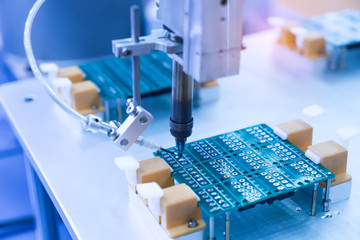 soldering iron tips of automated manufacturing soldering and assembly pcb board