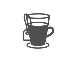 Tea with bag simple icon. Hot drink sign. Fresh beverage symbol. Quality design elements. Classic style. Vector