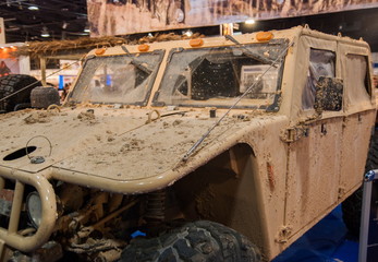 dirty military hummer presented on Tel-Aviv Motor Show