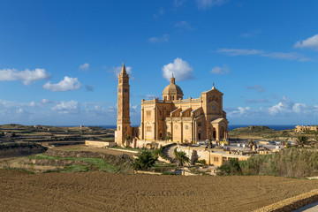 The Basilica of the National Shrine of the Blessed Virgin of Ta Pinu, Roman Catholic minor basilica and national shrine in the village of Gharb on the island of Gozo, the sister island of Malta.